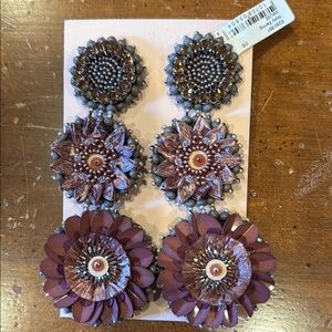 Floral Statement Earrings Set in Mauve